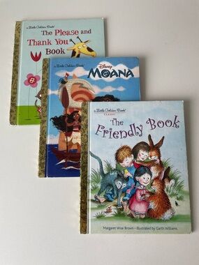 Little Golden Books Classic Kids Story Book Set - Blue, Light Blue, Green Covers